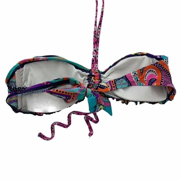 Hobie Bikini Top Colorful Funky Ruffle Halter Lrg - Picture 2 of 7